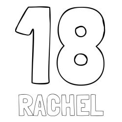 Online Created Coloring Page - RACHEL Coloring Page and Coloring Page of Number Eighteen (18)