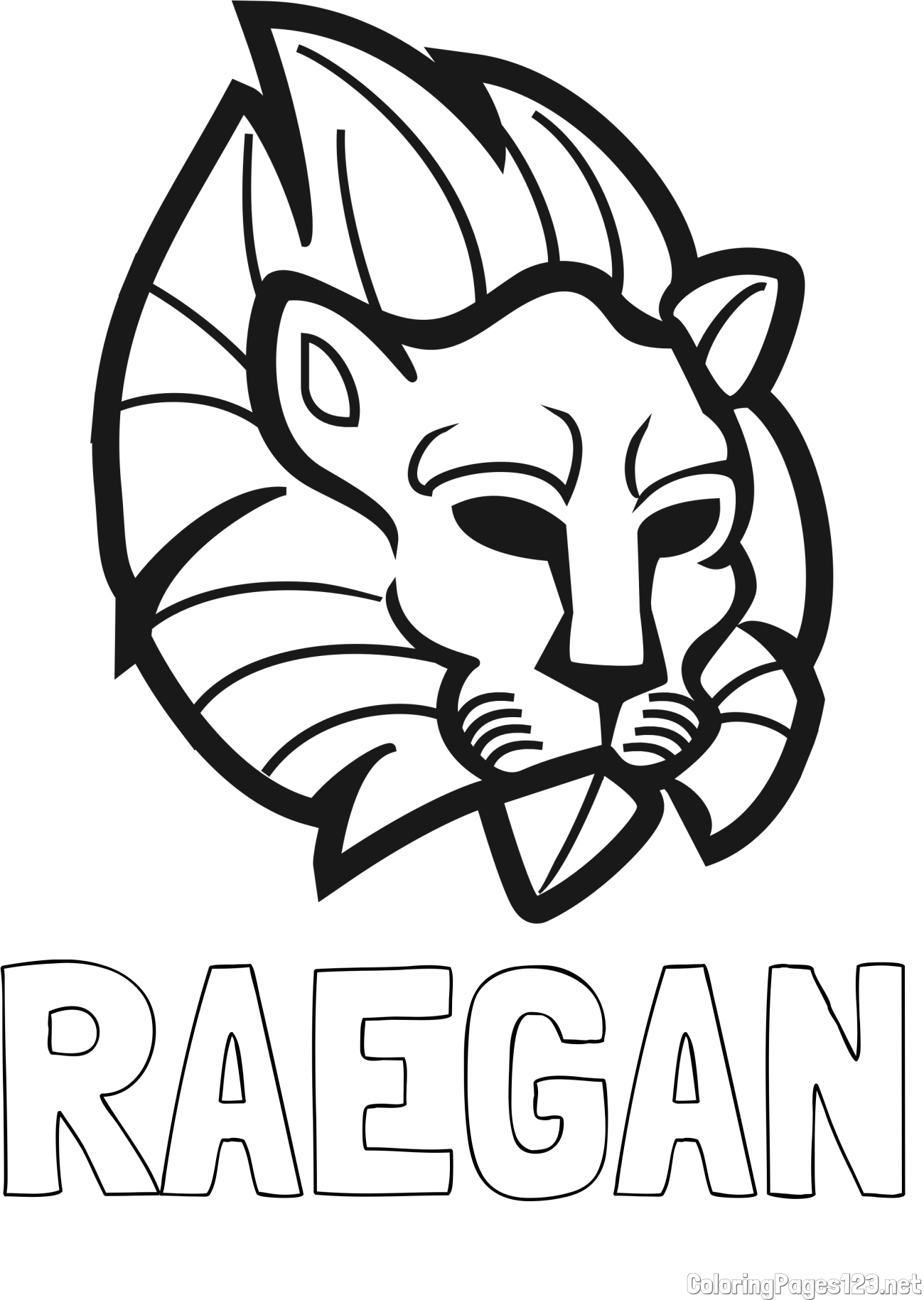 RAEGAN Coloring Page and Abstract Lion Face Coloring Page