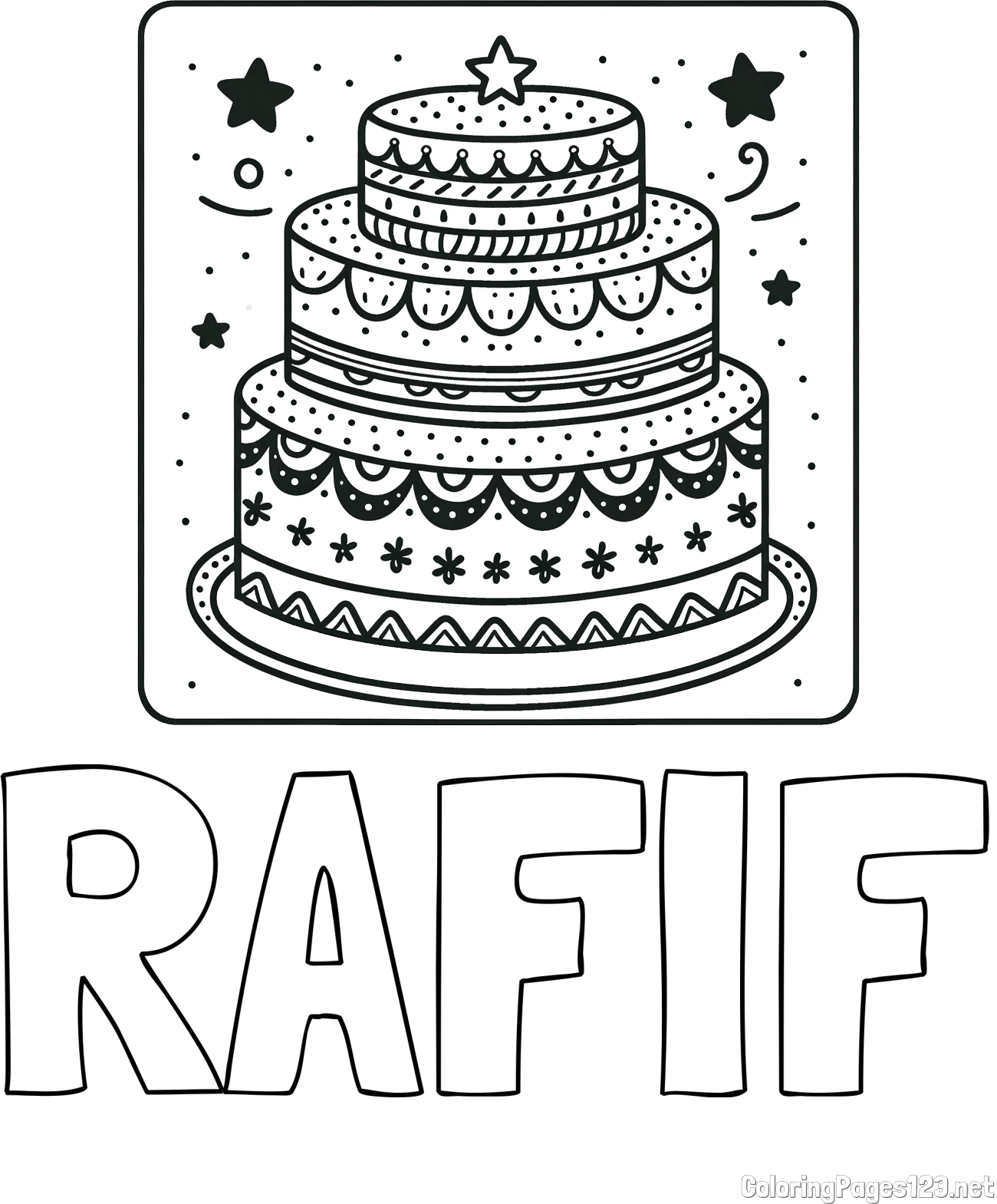 RAFIF Coloring Page and Big Cake Coloring Page