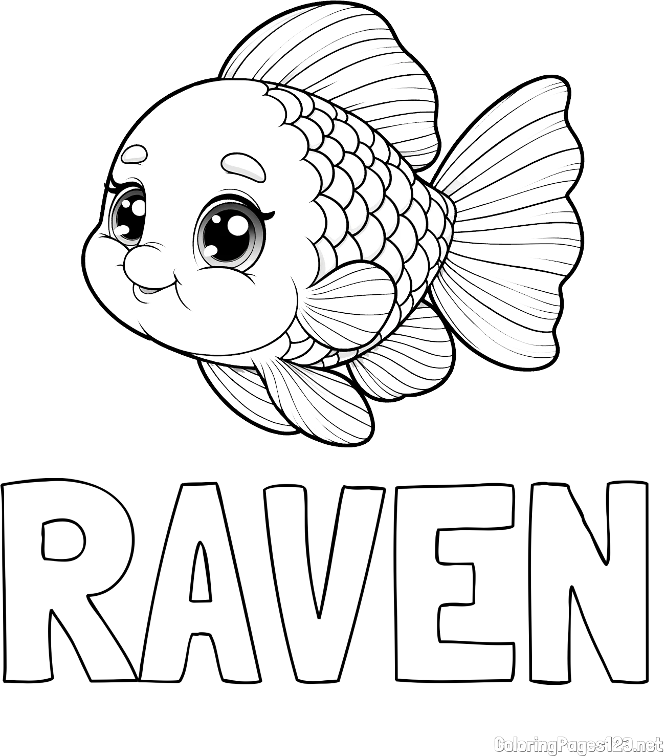 RAVEN Coloring Page and Coloring Page of a Tropical Fish