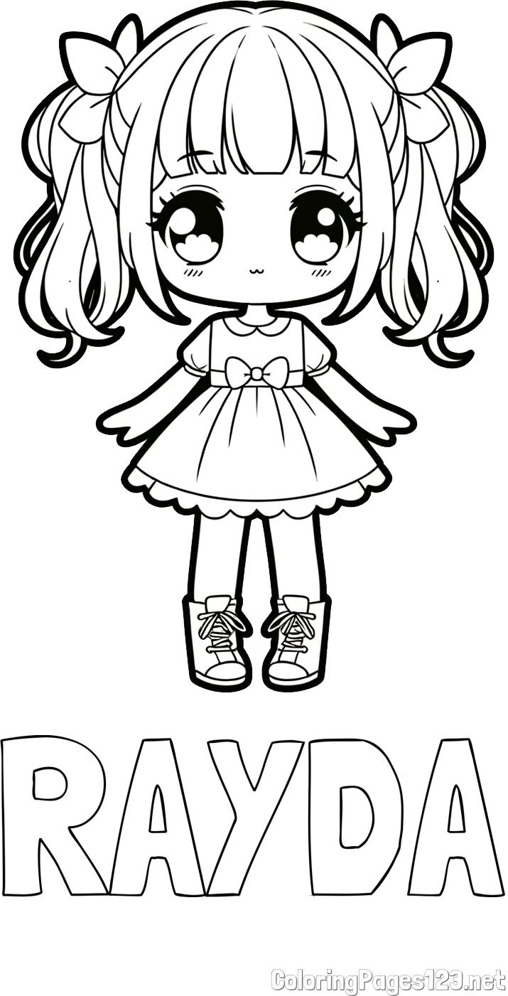 RAYDA Coloring Page and Coloring Page of a Cute Anime Girl