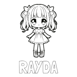Online Created Coloring Page - RAYDA Coloring Page and Coloring Page of a Cute Anime Girl