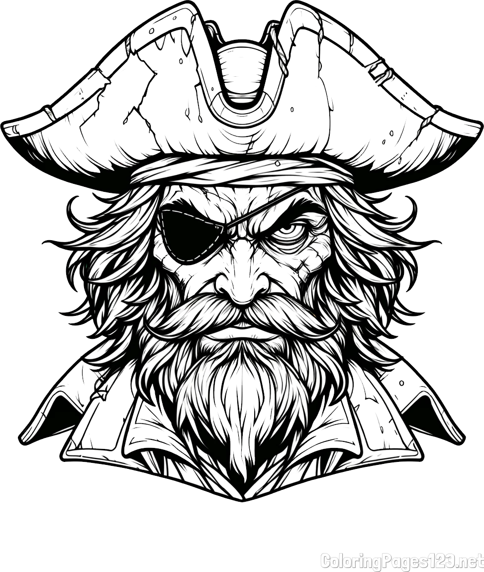 Realistic Evil Pirate Coloring Page