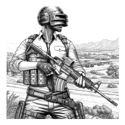 Realistic PUBG Coloring Page