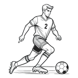 Realistically Depicted Soccer Player in Action Coloring Page
