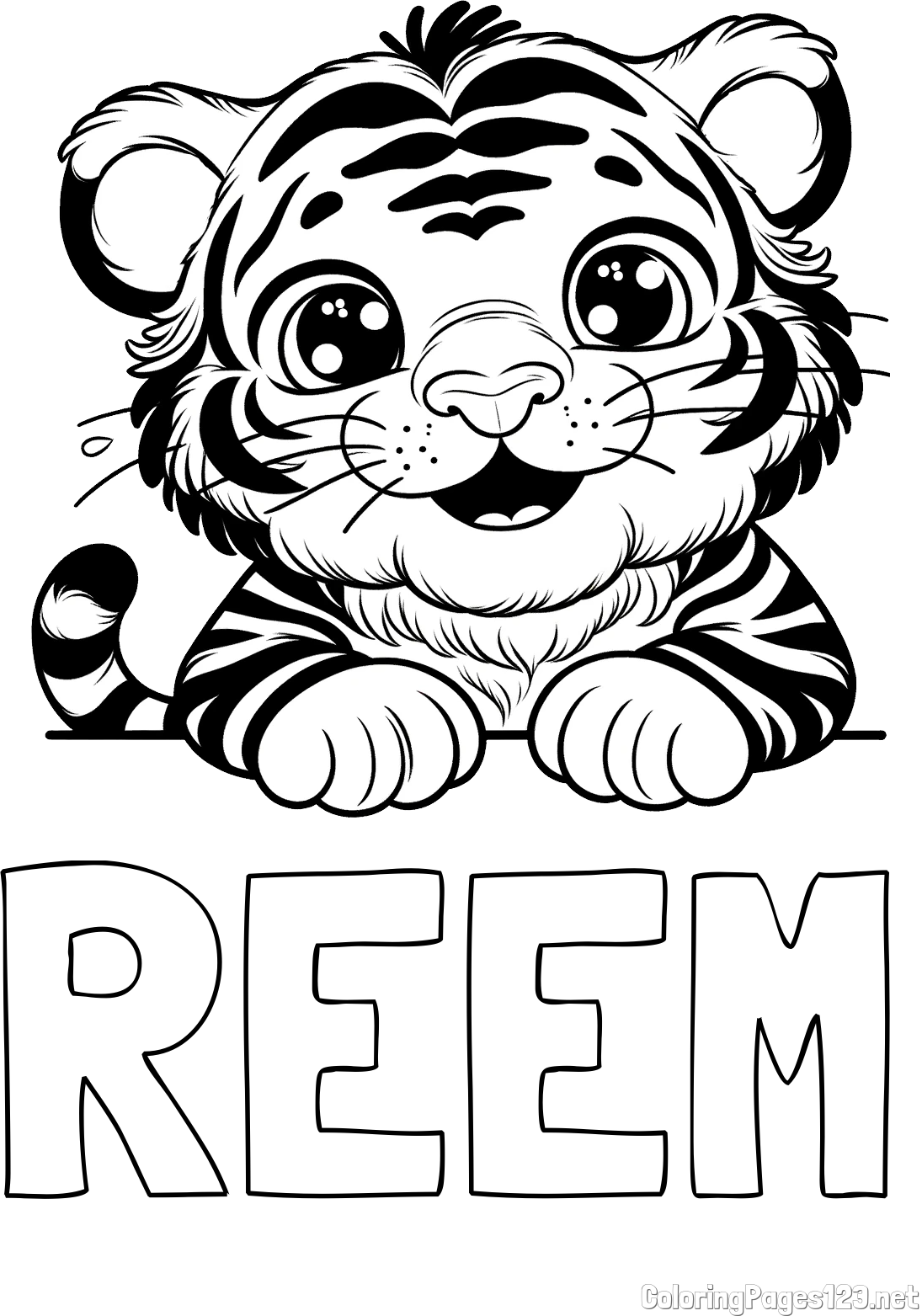 REEM Coloring Page alongside Tiger Cub Coloring Page
