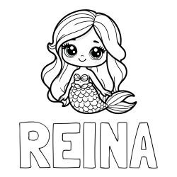 Online Created Coloring Page - REINA Coloring Page and Coloring Page of a Very Cute Little Mermaid