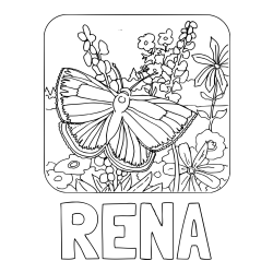 Online Created Coloring Page - RENA Coloring Page and Butterfly on Flower Coloring Page
