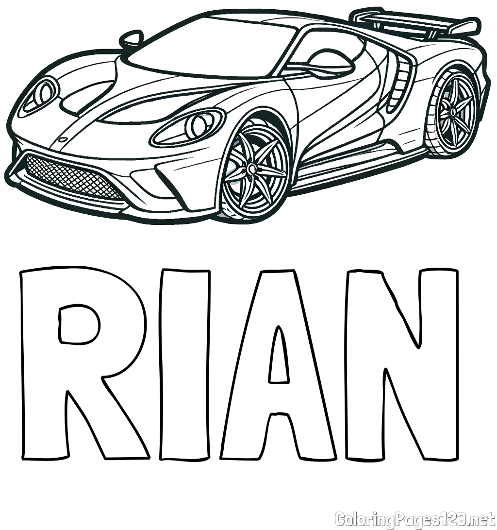 RIAN Coloring Page alongside Coloring Page of a Fast Sport's Car