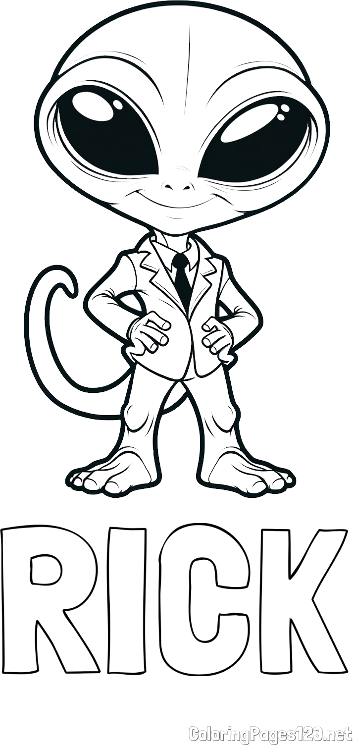 RICK Coloring Page and Alien Coloring Page