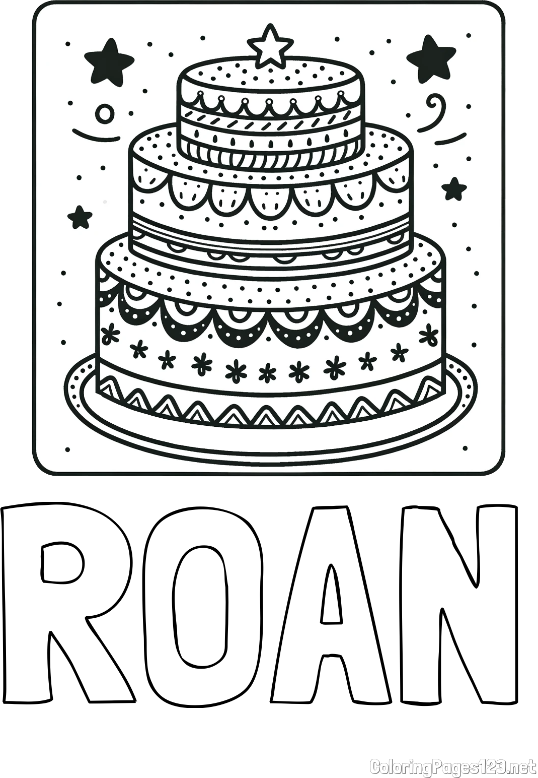 ROAN Coloring Page and Big Cake Coloring Page