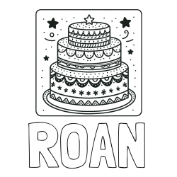 Online Created Coloring Page - ROAN Coloring Page and Big Cake Coloring Page
