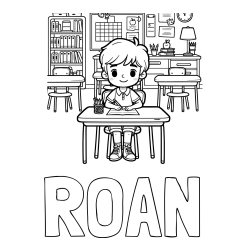 Online Created Coloring Page - ROAN Coloring Page and Cute Student in Class Coloring Page