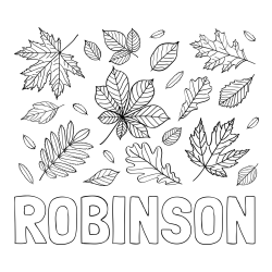 Online Created Coloring Page - ROBINSON Coloring Page and Autumn Leaves Coloring Page