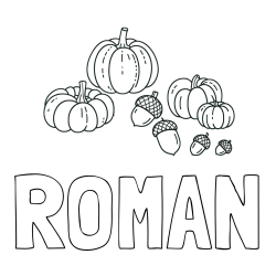 ROMAN Coloring Page alongside Autumn Harvest Coloring Page - Acorns and Pumpkins