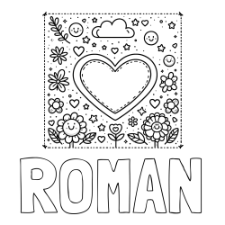 Online Created Coloring Page - ROMAN Coloring Page alongside Free Printable Coloring Page of Heart and Flowers