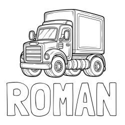 Online Created Coloring Page - ROMAN Coloring Page and Big Truck Coloring Page