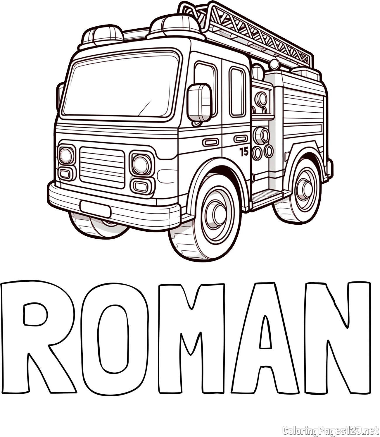 ROMAN Coloring Page and Free Coloring Page of a Fire Truck