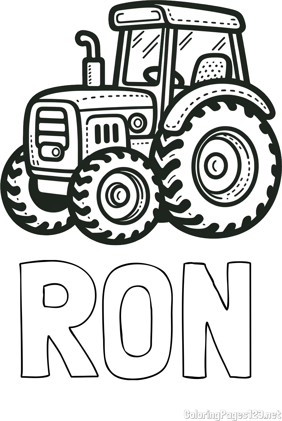 RON Coloring Page and Beautiful Tractor Coloring Page