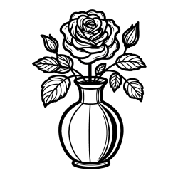 Roses in a Vase Coloring Page