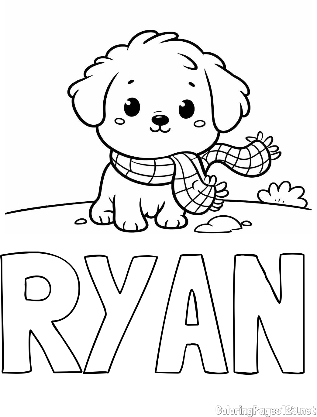 RYAN Coloring Page and Coloring Page of an Adorable Puppy