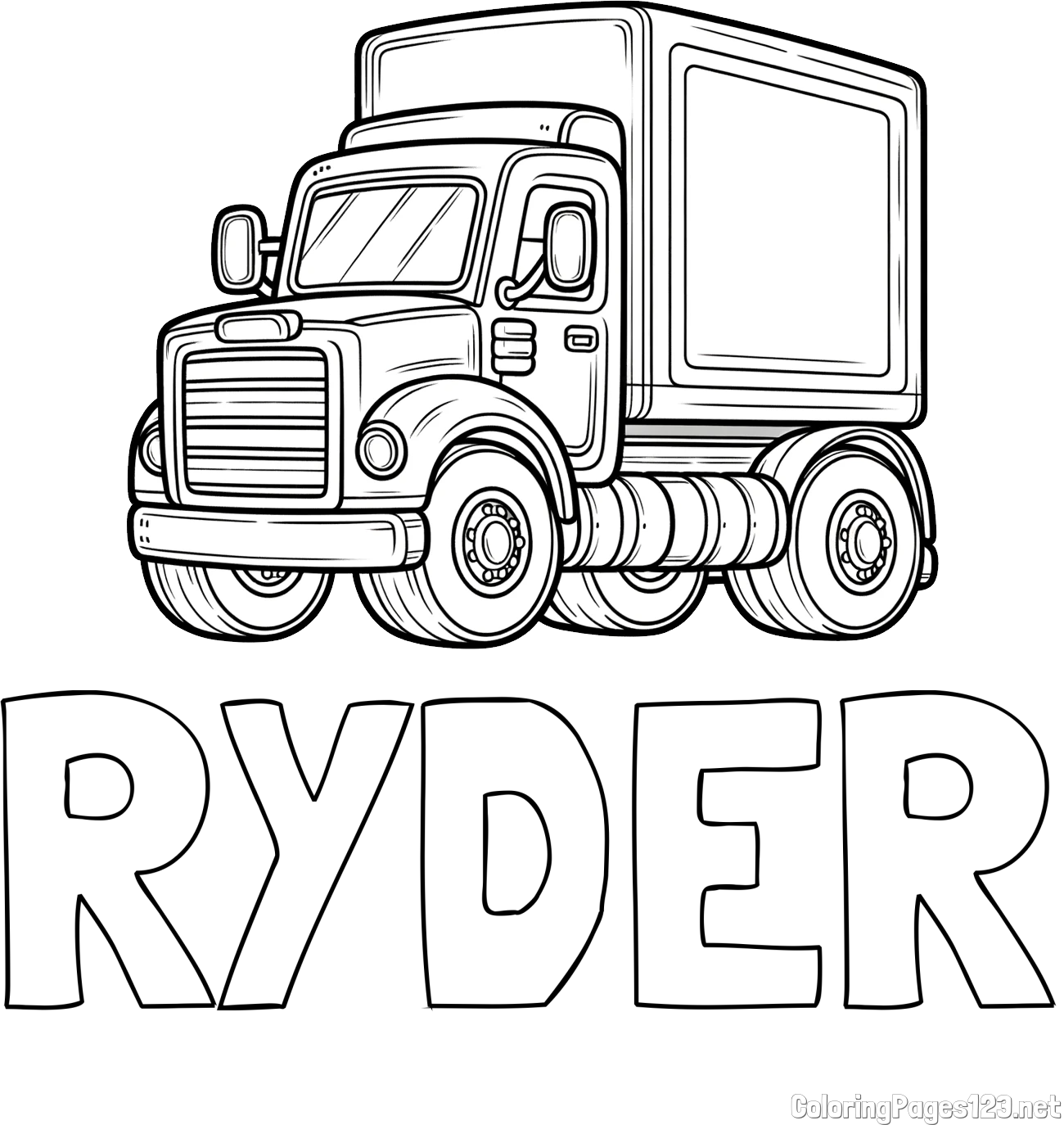 RYDER Coloring Page and Big Truck Coloring Page
