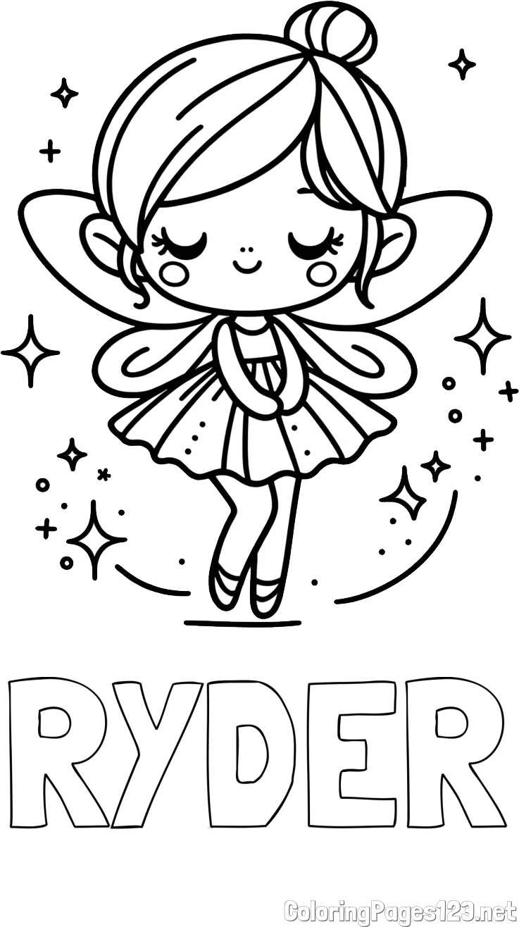 RYDER Coloring Page and Children's Coloring Page of a Magical Fairy
