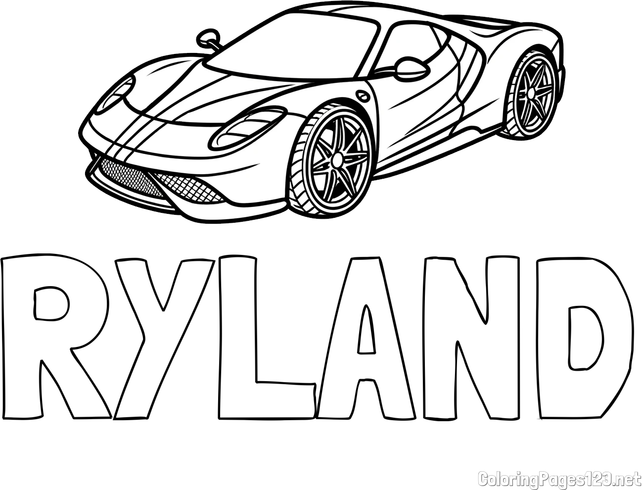 RYLAND Coloring Page and Free Printable Coloring Page of a Racing Car