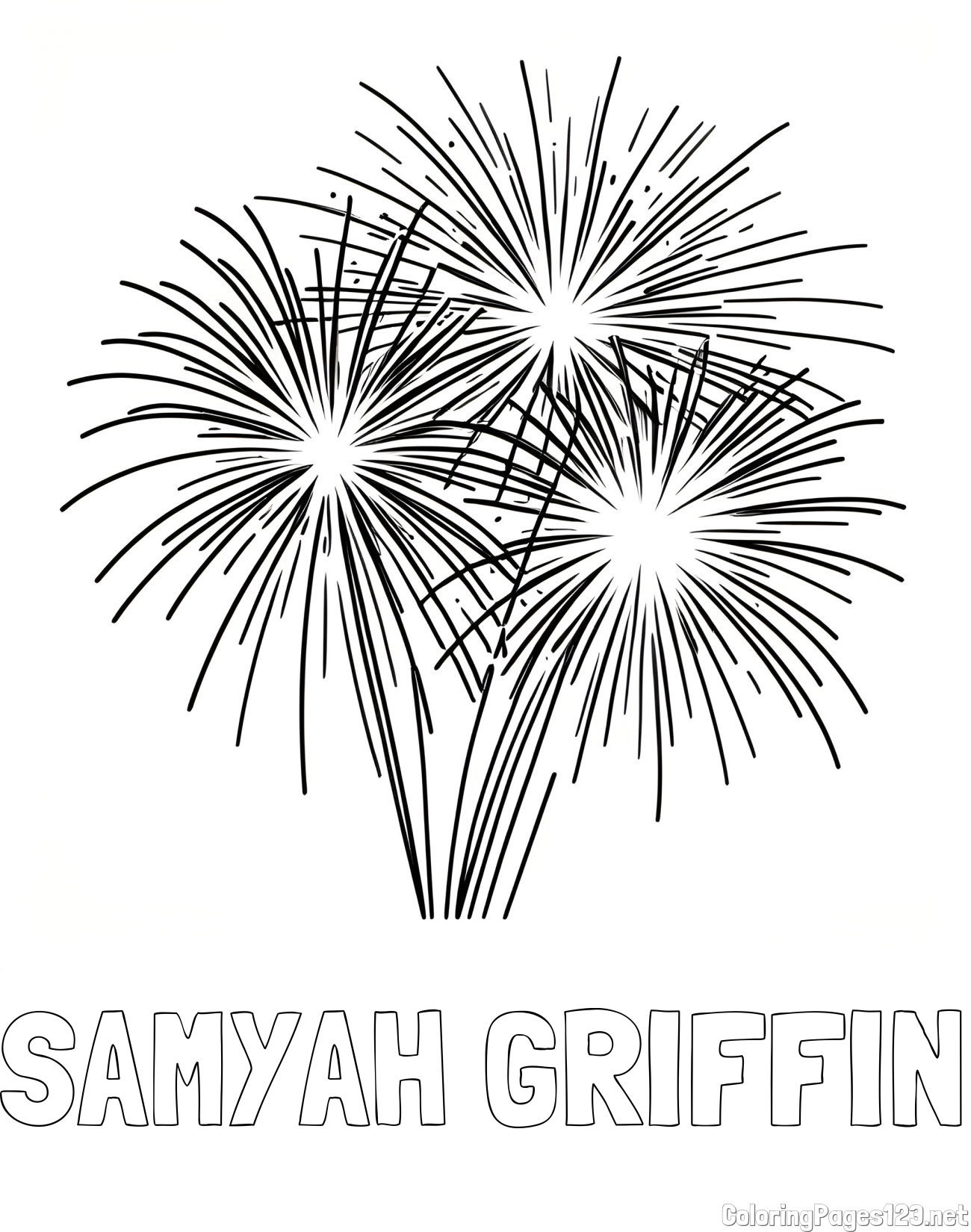 SAMYAH GRIFFIN Coloring Page alongside Beautiful Fireworks Coloring Page