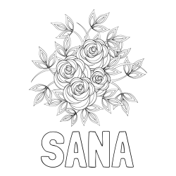 Online Created Coloring Page - SANA Coloring Page and Rose Mandala Coloring Page