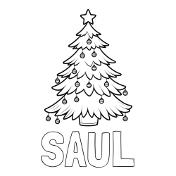 Online Created Coloring Page - SAUL Coloring Page and Christmas Tree with Star and Ornaments Coloring Page