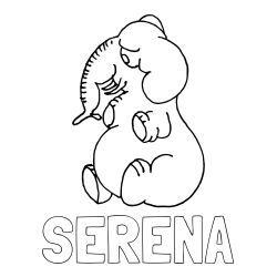 SERENA Coloring Page alongside Funny Fat Elephant Coloring Page