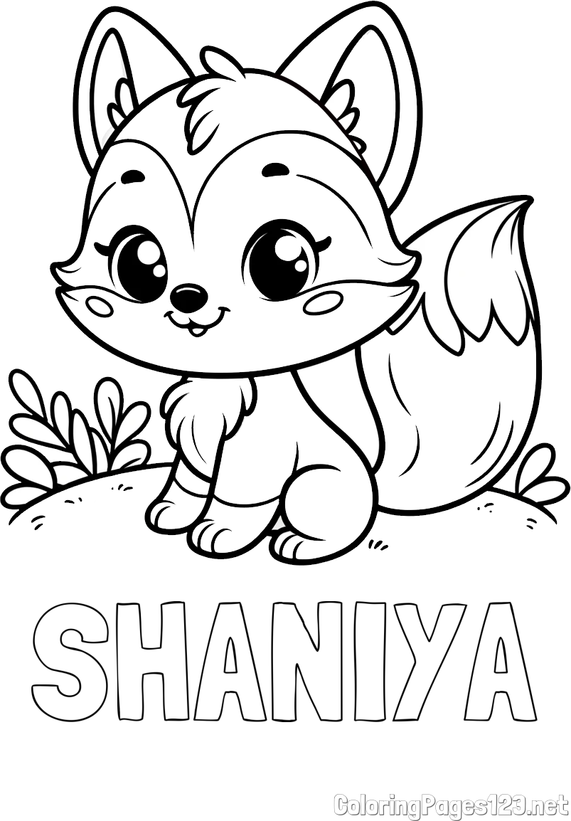 SHANIYA Coloring Page and Cute Fox Coloring Page