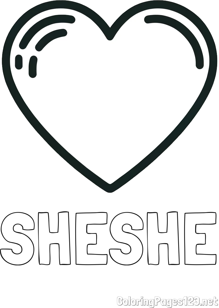 SHESHE Coloring Page and Free Printable Coloring Page of a Heart