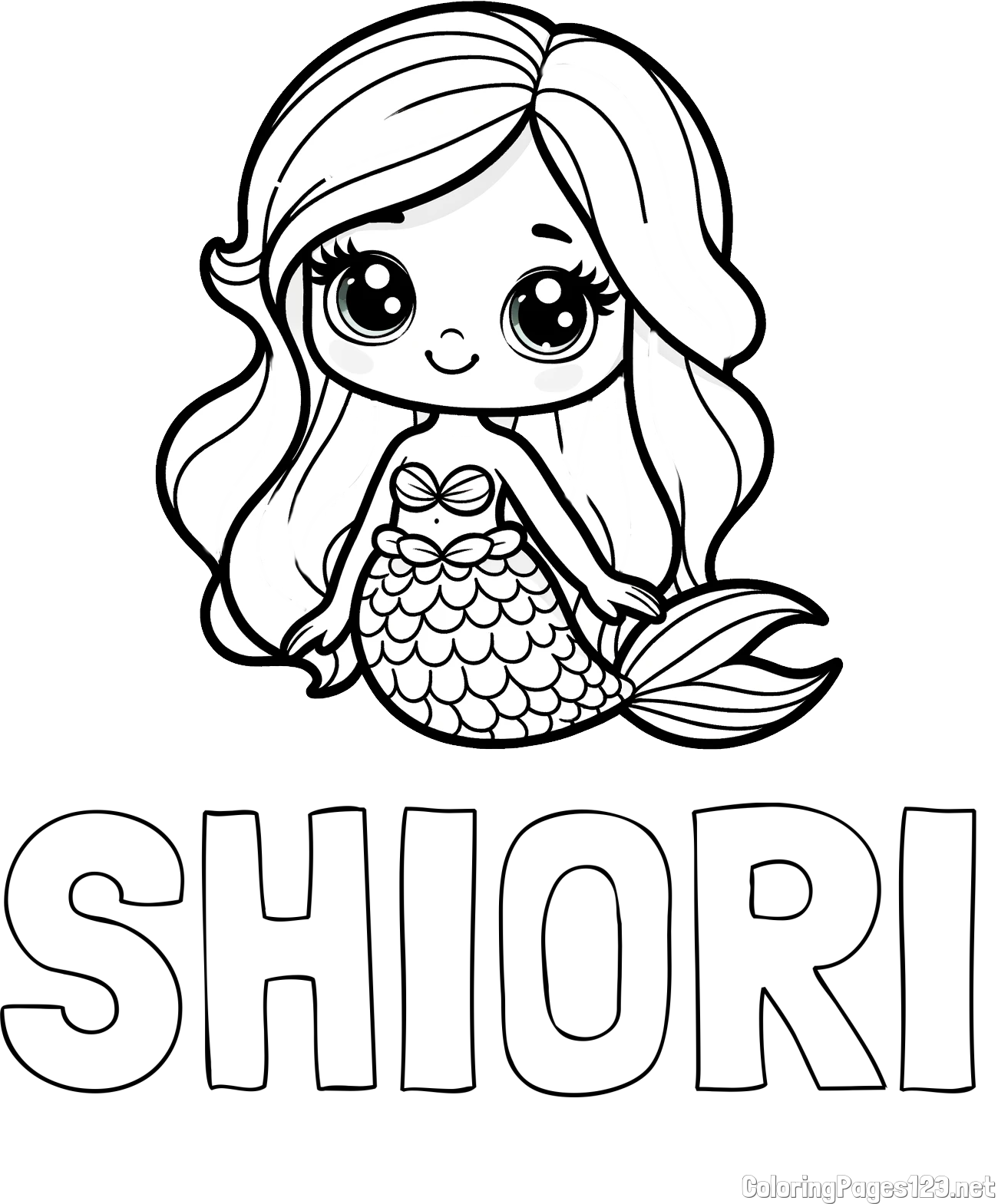 SHIORI Coloring Page and Coloring Page of a Very Cute Little Mermaid