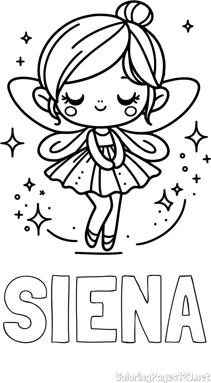 SIENA Coloring Page and Children's Coloring Page of a Magical Fairy