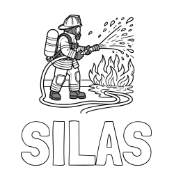 Online Created Coloring Page - SILAS Coloring Page and A coloring page of a firefighter and a big fire