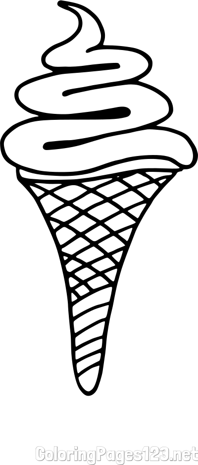 Simple Ice Cream Cone Coloring Page
