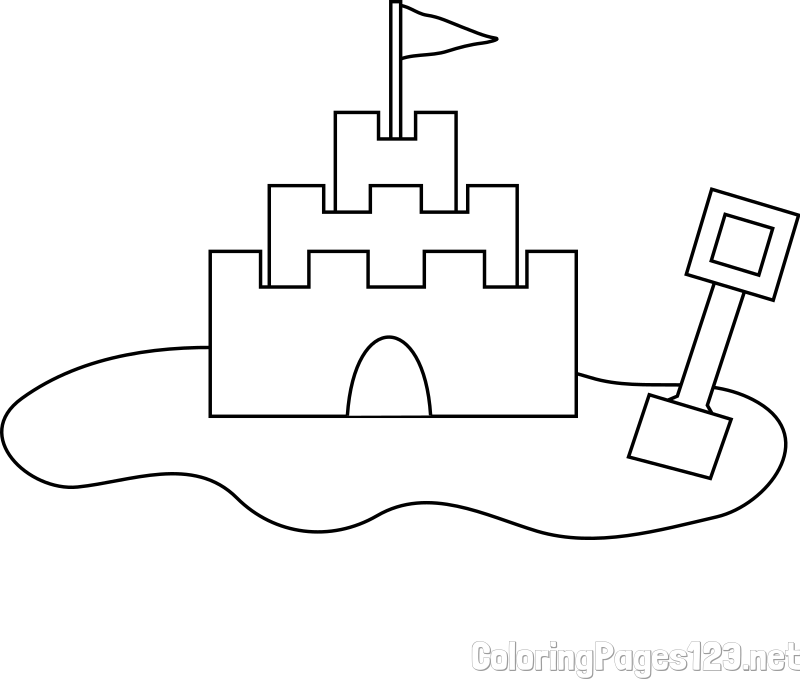 Simple Sandcastle Coloring Page for Kids