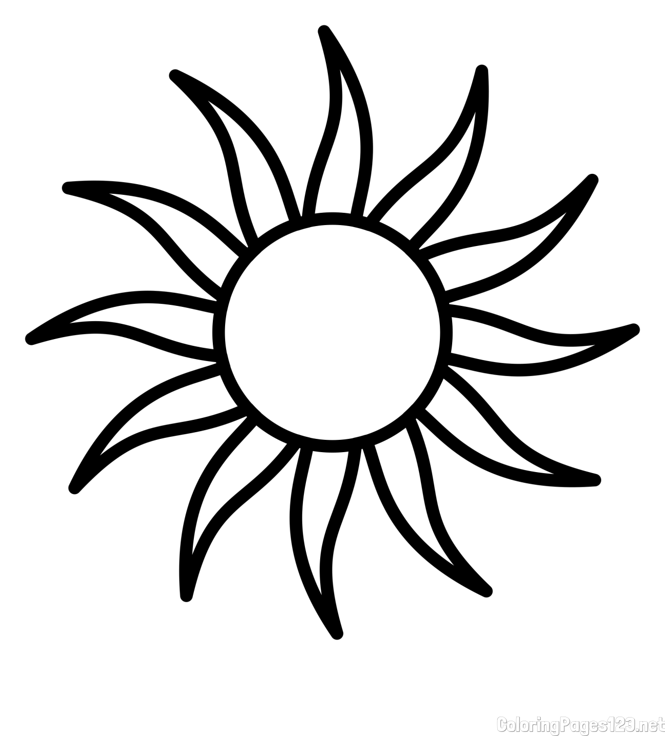 Simple Sun Coloring Page for Kids