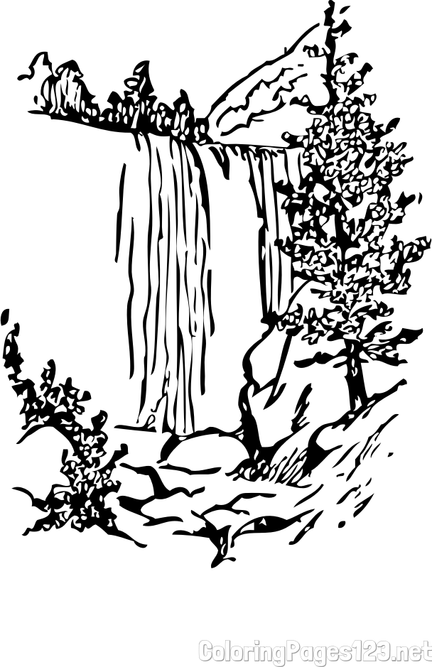 Simple Waterfall Coloring Page