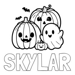 Online Created Coloring Page - SKYLAR Coloring Page and Halloween Pumpkin and Ghost Coloring Page