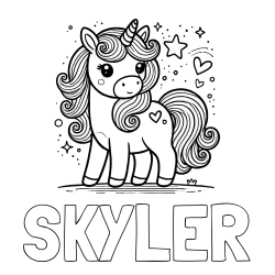 Online Created Coloring Page - SKYLER Coloring Page alongside Cute Unicorn Coloring Page