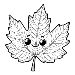 Smiling Leaf Coloring Page for Kids