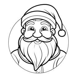 Smiling Santa Claus in a Circle Coloring Page