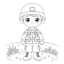Smiling Soldier Coloring Page for Kids