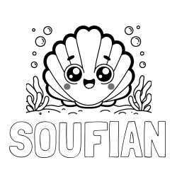 Online Created Coloring Page - SOUFIAN Coloring Page and Smiling Seashell Coloring Page for Kids