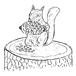 Squirrel Eating an Acorn Coloring Page