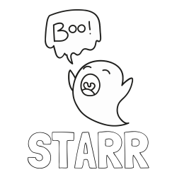 Online Created Coloring Page - STARR Coloring Page and Ghost Saying "Boo!" Coloring Page for Kids