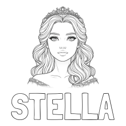 Online Created Coloring Page - STELLA Coloring Page and Coloring Page of a Gorgeously Beautiful Princess
